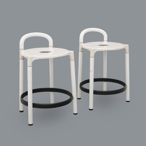 Image 1 of Paar vintage metalen krukjes van Anna Castelli Ferrieri voor Kartell, Italië 1980