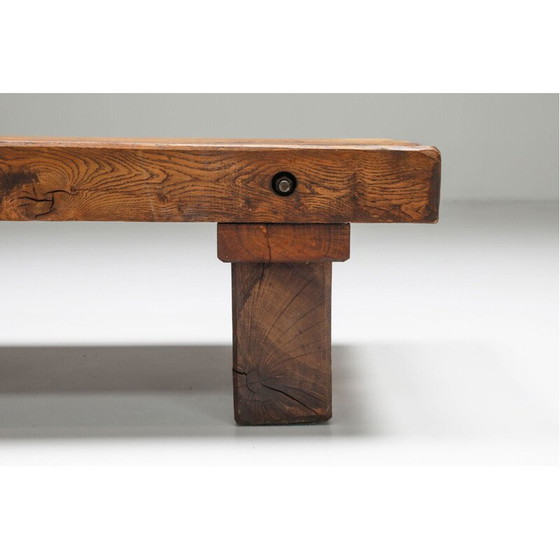 Image 1 of Rustieke vintage salontafel van massief hout, Frankrijk 1950