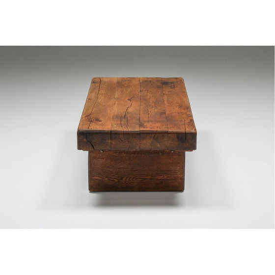 Image 1 of Rustieke vintage salontafel van massief hout, Frankrijk 1950