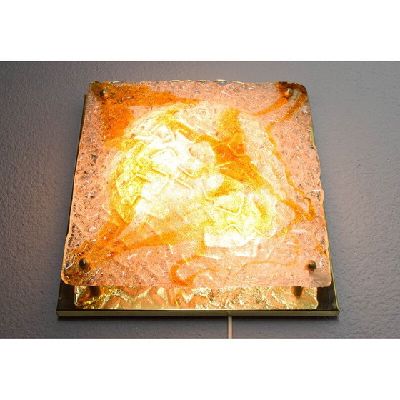 Image 1 of Vintage wandlamp van glas en messing voor Mazzega, Italië 1960