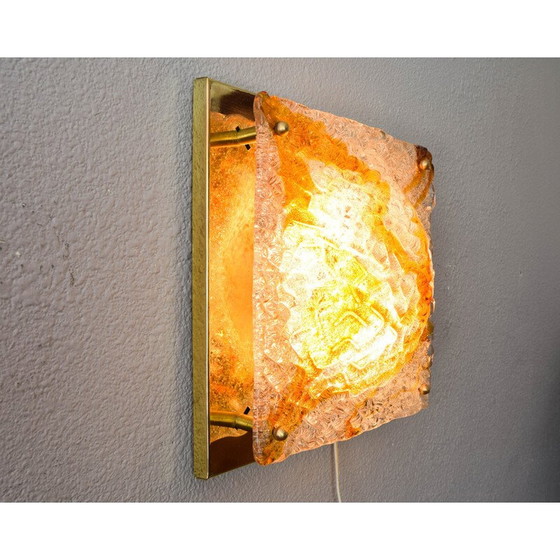 Image 1 of Vintage wandlamp van glas en messing voor Mazzega, Italië 1960