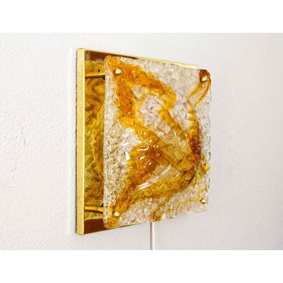 Image 1 of Vintage wandlamp van glas en messing voor Mazzega, Italië 1960