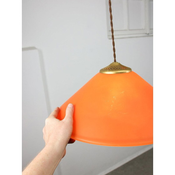 Image 1 of Vintage hanglamp van messing en glas, Italië