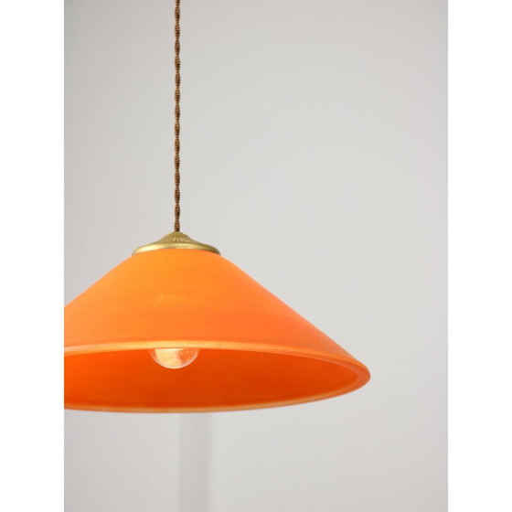 Image 1 of Vintage hanglamp van messing en glas, Italië