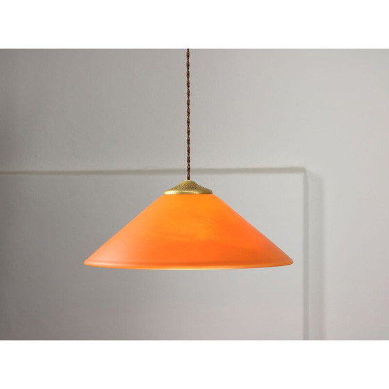 Image 1 of Vintage hanglamp van messing en glas, Italië