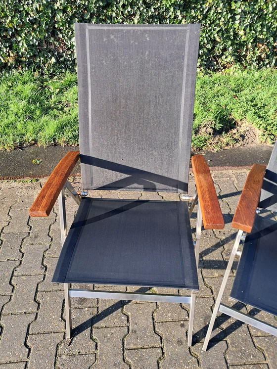 Image 1 of 4 Bernstein Furniture Rvs/Teak/Textileen Folding Chairs