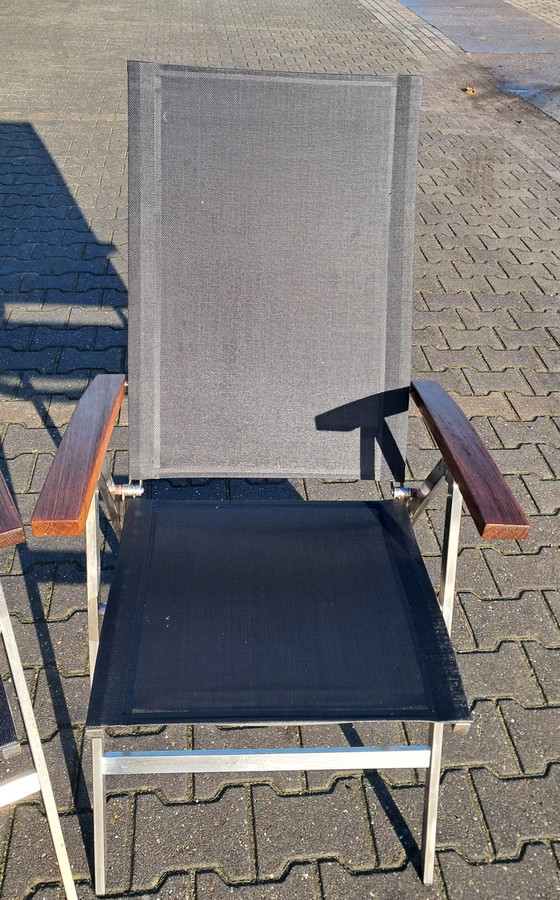 Image 1 of 4 Bernstein Furniture Rvs/Teak/Textileen Folding Chairs