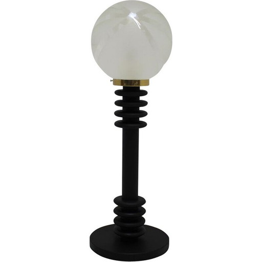 Vintage houten en glazen vloerlamp, Duitsland 1970