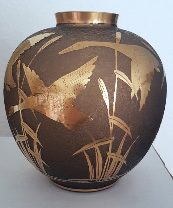 Image 1 of 2X geëtste glazen vazen van Alfred Taube voor Füge & Taube, 1960S