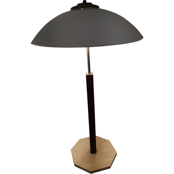 Image 1 of Vintage travertijn en teakhouten bureaulamp, 1970