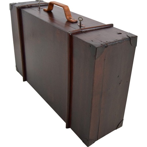 Vintage Art Deco houten hutkoffer, Tsjecho-Slowakije jaren 1930