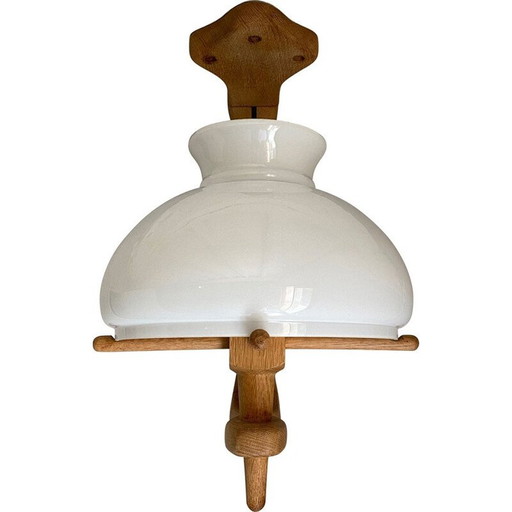 Vintage eiken hanglamp van Robert Guillerme en Jacques Chambron, 1950