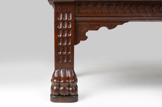 Image 1 of Antieke Franse 18e Eeuwse Gotische Stijl Eiken Gesneden Hoge Paneel Settle