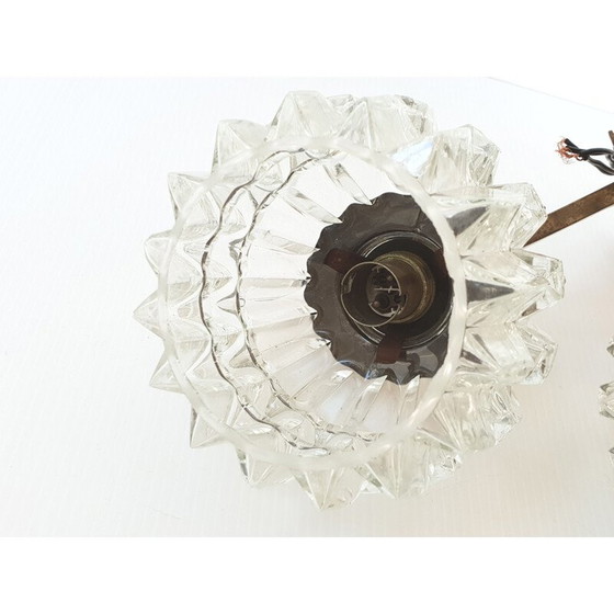 Image 1 of Vintage wandlamp van glas en messing, Frankrijk 1950