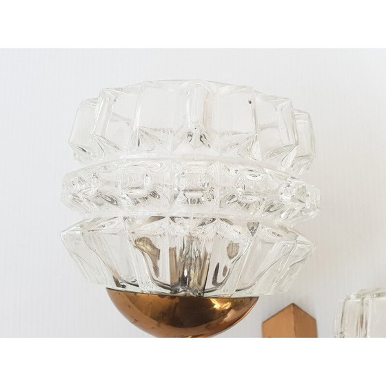 Image 1 of Vintage wandlamp van glas en messing, Frankrijk 1950