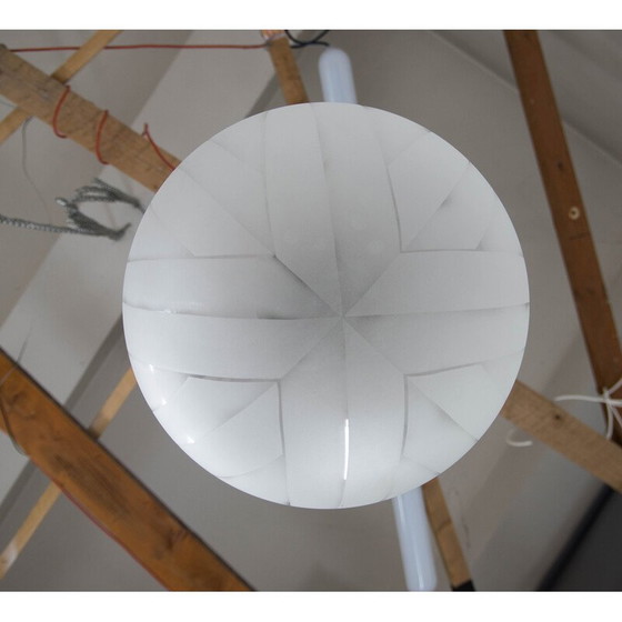 Image 1 of Vintage Art Deco hanglamp van glas en nikkel, jaren 1930