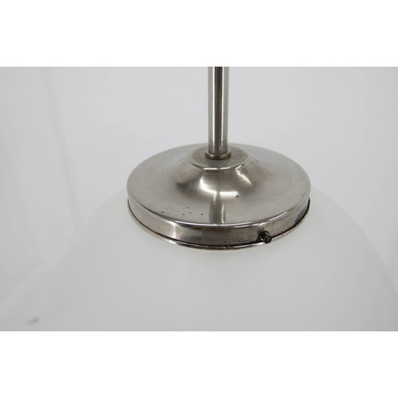 Image 1 of Vintage Art Deco hanglamp van glas en nikkel, jaren 1930