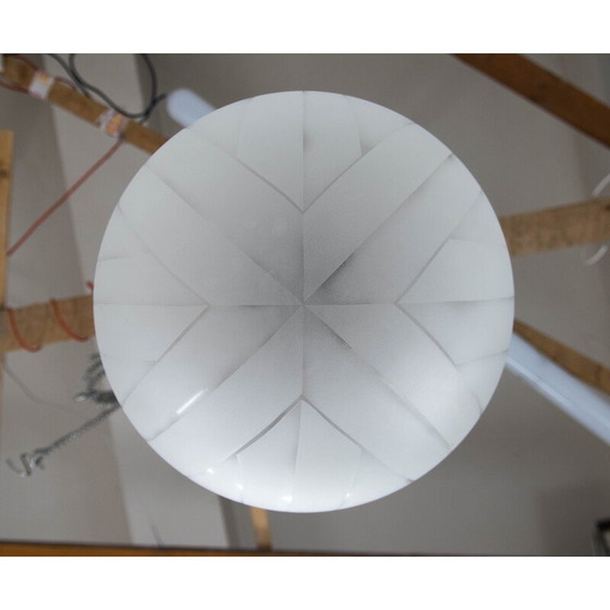 Image 1 of Vintage Art Deco hanglamp van glas en nikkel, jaren 1930