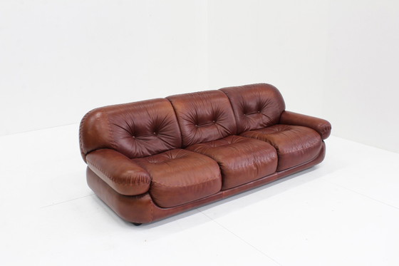 Image 1 of Vintage Sapporo Italiaanse Leren Sofa Mobil Girgi Jaren 70 