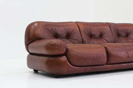 Image 1 of Vintage Sapporo Italiaanse Leren Sofa Mobil Girgi Jaren 70 