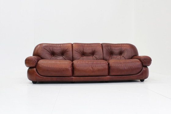 Image 1 of Vintage Sapporo Italiaanse Leren Sofa Mobil Girgi Jaren 70 