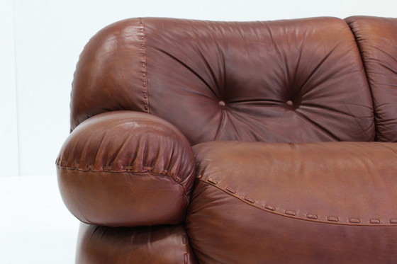 Image 1 of Vintage Sapporo Italiaanse Leren Sofa Mobil Girgi Jaren 70 