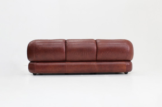 Image 1 of Vintage Sapporo Italiaanse Leren Sofa Mobil Girgi Jaren 70 