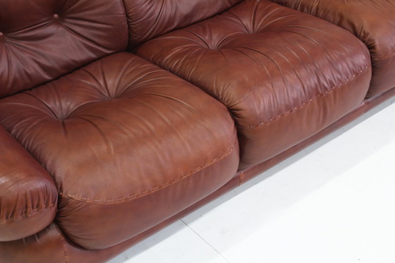 Image 1 of Vintage Sapporo Italiaanse Leren Sofa Mobil Girgi Jaren 70 