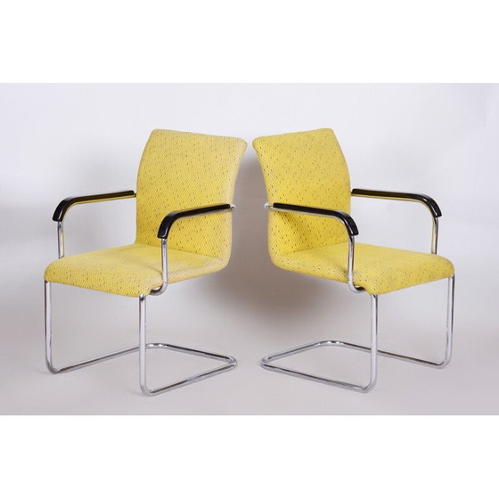 Image 1 of Paar vintage gele Bauhaus fauteuils, jaren 1930