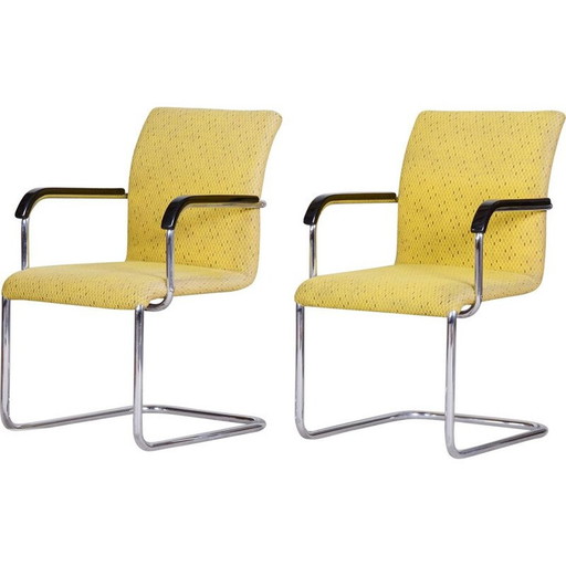 Paar vintage gele Bauhaus fauteuils, jaren 1930