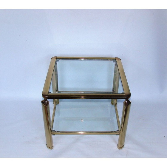 Image 1 of Vintage messing en glazen salontafel, 1960