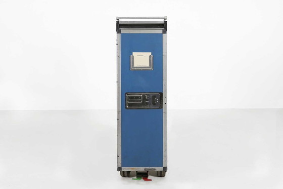 Image 1 of Vintage industriële blauwe vliegtuig trolley, 1980