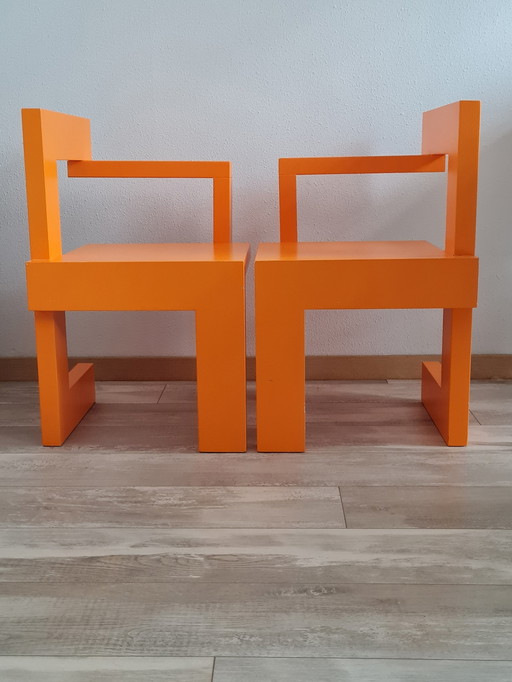 2x de Steltman stoel oranje