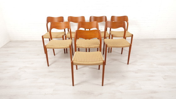 Image 1 of Set Van 8 Vintage Eetkamerstoelen | Niels Otto Møller | Model 71