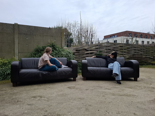 2X Lederen Tweezit Sofa