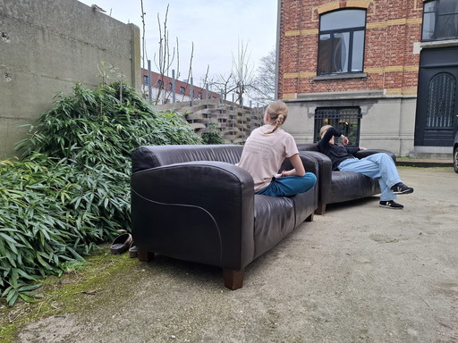 2X Lederen Tweezit Sofa