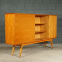 Vintage highboard dressoir – hoogglans notenhout – jaren 60