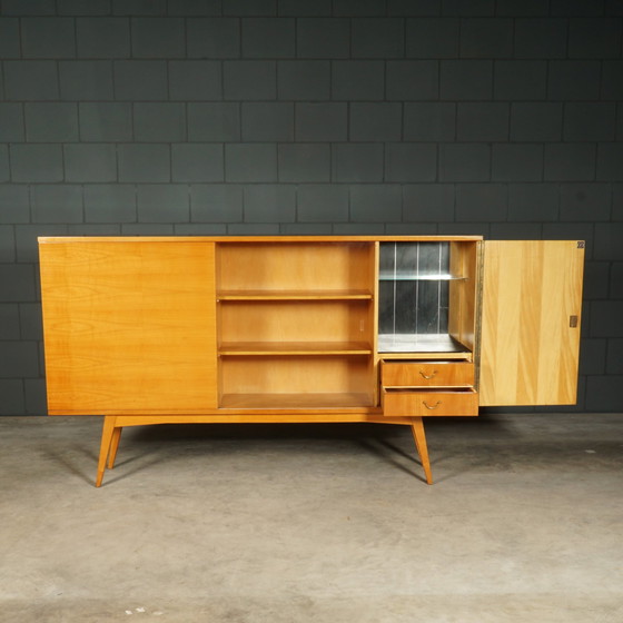 Image 1 of Vintage highboard dressoir – hoogglans notenhout – jaren 60