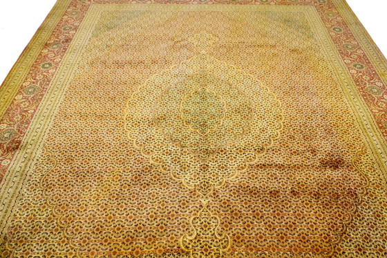 Image 1 of Origineel handgeknoopt Perzisch Tapijt Tabriz Mahi Fijn Met Zijde 345 X 241 Cm Top Conditie