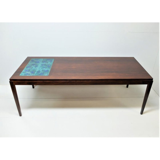 Image 1 of Scandinavische vintage salontafel van rozenhout en keramische tegels, 1960