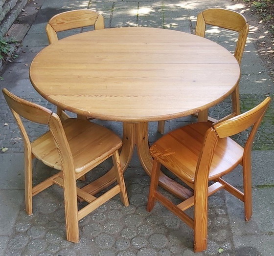 Image 1 of Laukaan Puu: Kirsikka Savonen Uitschuifbare Eettafel Met 4 Stoelen