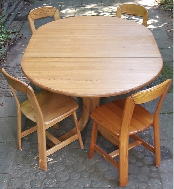 Image 1 of Laukaan Puu: Kirsikka Savonen Uitschuifbare Eettafel Met 4 Stoelen