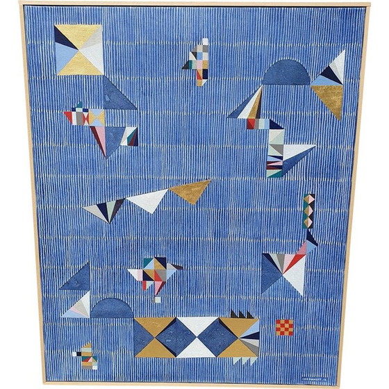 Image 1 of Acrylolie en bladgoud op vintage doek met houten spieraam en frame n 700 Jérémie Iordanoff, 2018