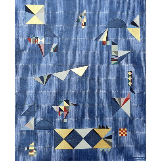 Image 1 of Acrylolie en bladgoud op vintage doek met houten spieraam en frame n 700 Jérémie Iordanoff, 2018