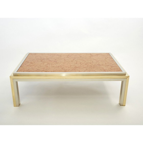 Image 1 of Vintage chromen en messing salontafel door Romeo Rega voor Metalarte, 1970