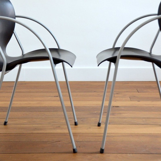 Image 1 of Paar vintage grijze metalen fauteuils, 1980