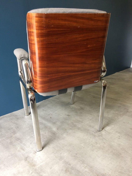 Image 1 of Vintage fauteuil van hout en chroom