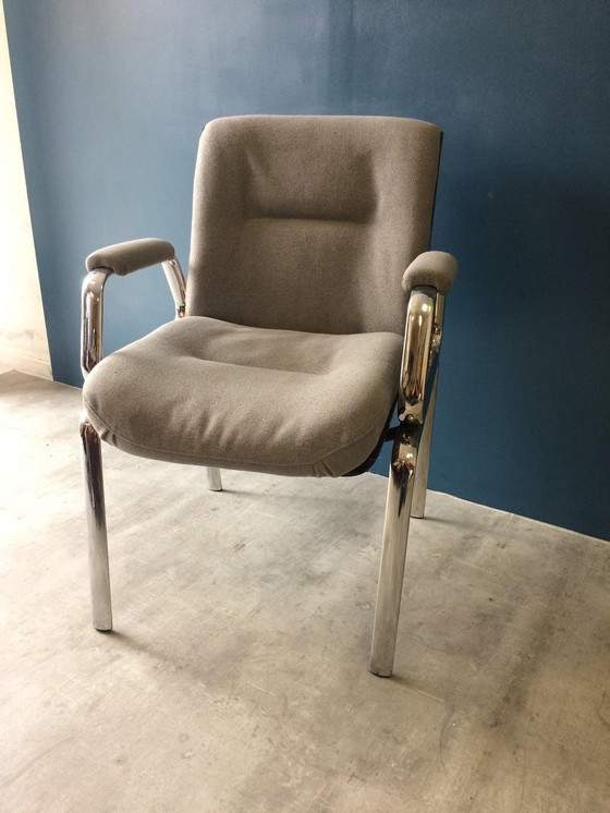 Image 1 of Vintage fauteuil van hout en chroom