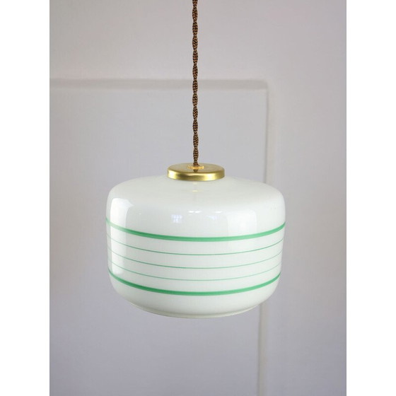 Image 1 of Vintage glazen en messing hanglamp, Italië 1960