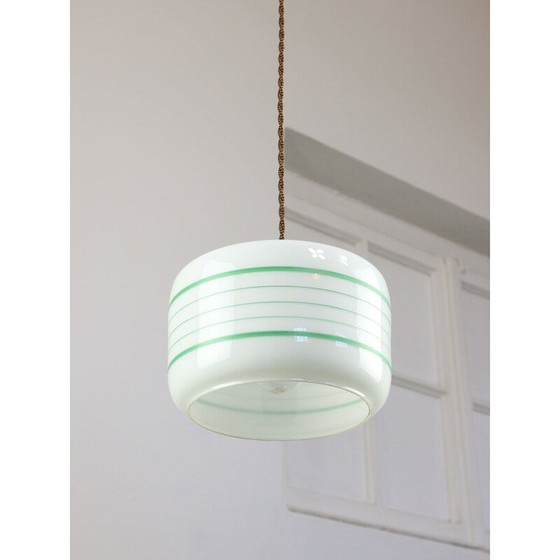 Image 1 of Vintage glazen en messing hanglamp, Italië 1960